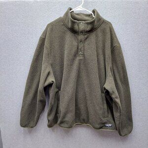 Alpine Design Mens XXL Olive Green Fleece Pullover Jacket With Snap Collar